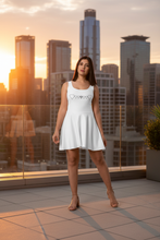 Load image into Gallery viewer, White Skater Dress - Rooftop Golden Hour