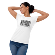 Load image into Gallery viewer, Unique Diamond Women's White Barcode Print T-shirt