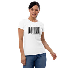 Load image into Gallery viewer, Unique Diamond Women's White Barcode Print T-shirt