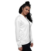 Load image into Gallery viewer, Unique Diamond Back Print White Bomber Jacket