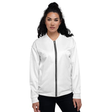 Load image into Gallery viewer, Unique Diamond Back Print White Bomber Jacket