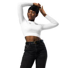 Load image into Gallery viewer, Unique Diamond Recycled Long-sleeve White Crop Top
