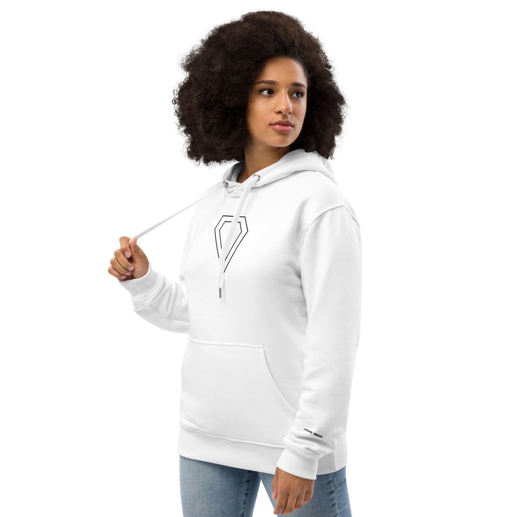 Unique Diamond White Embroidered Premium Eco Hoodie