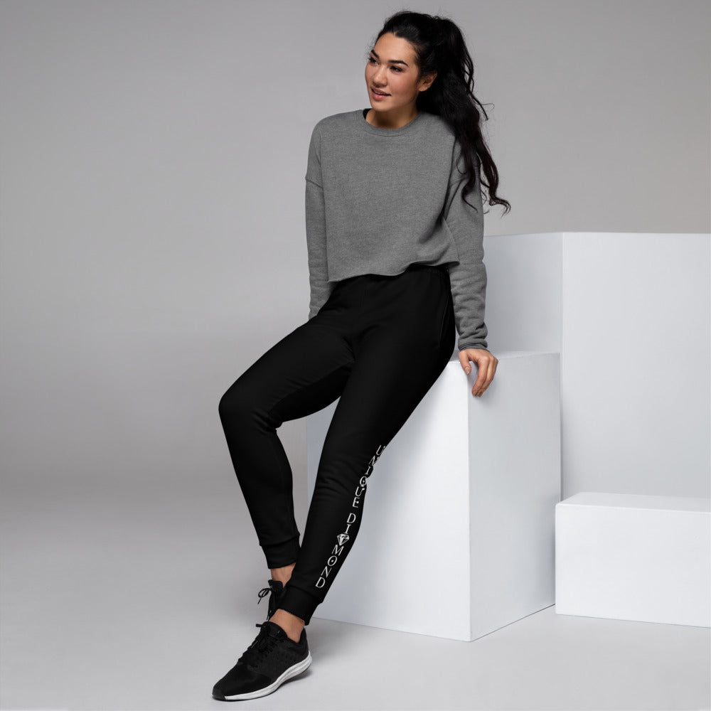 Unique Diamond Women's Black Cuffed Joggers