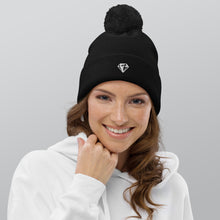 Load image into Gallery viewer, Unique Diamond Pom Pom Cuffed Beanie
