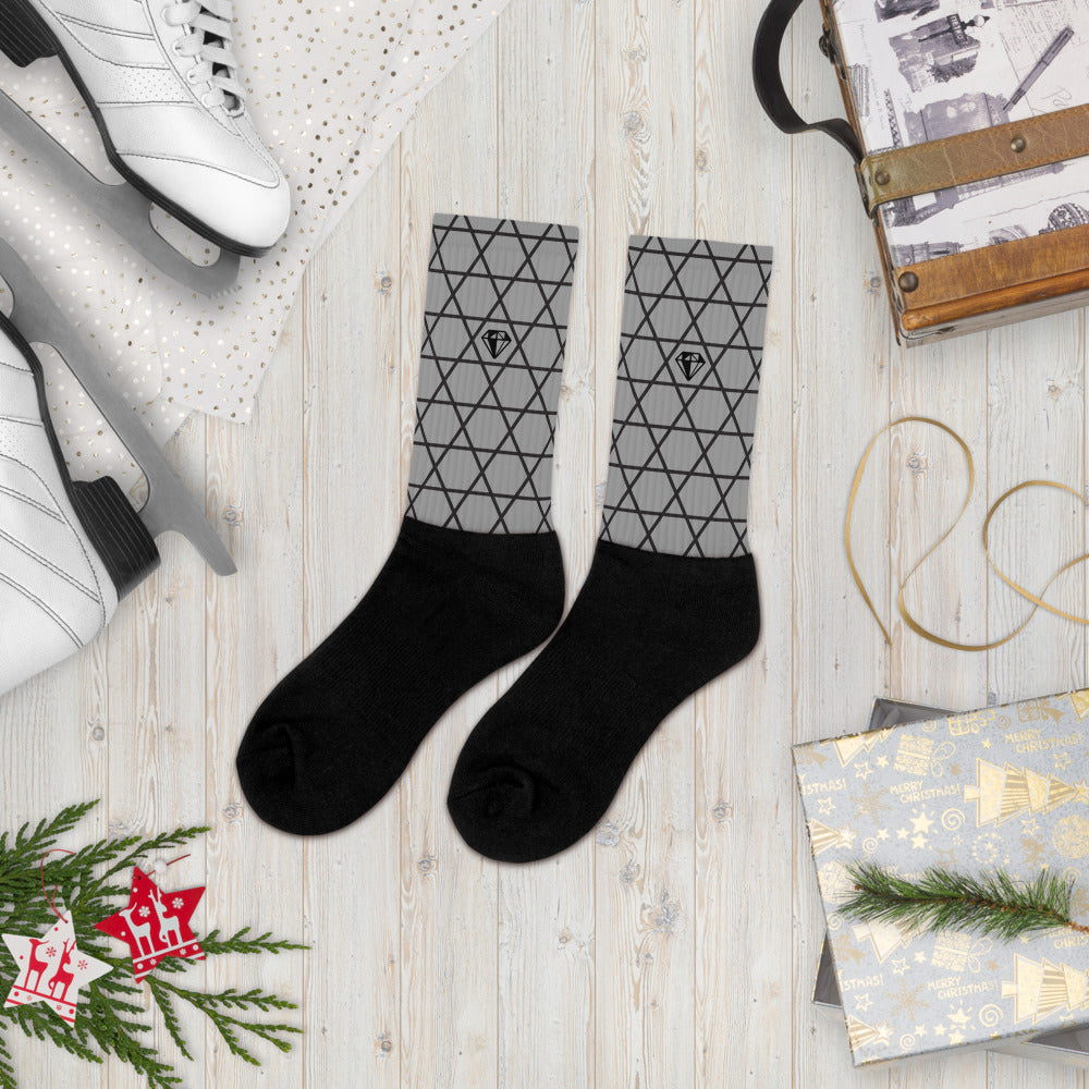 Unique Diamond Grey Cushioned Socks