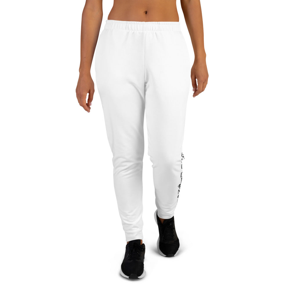 Unique Diamond Women's White Cuffed Joggers