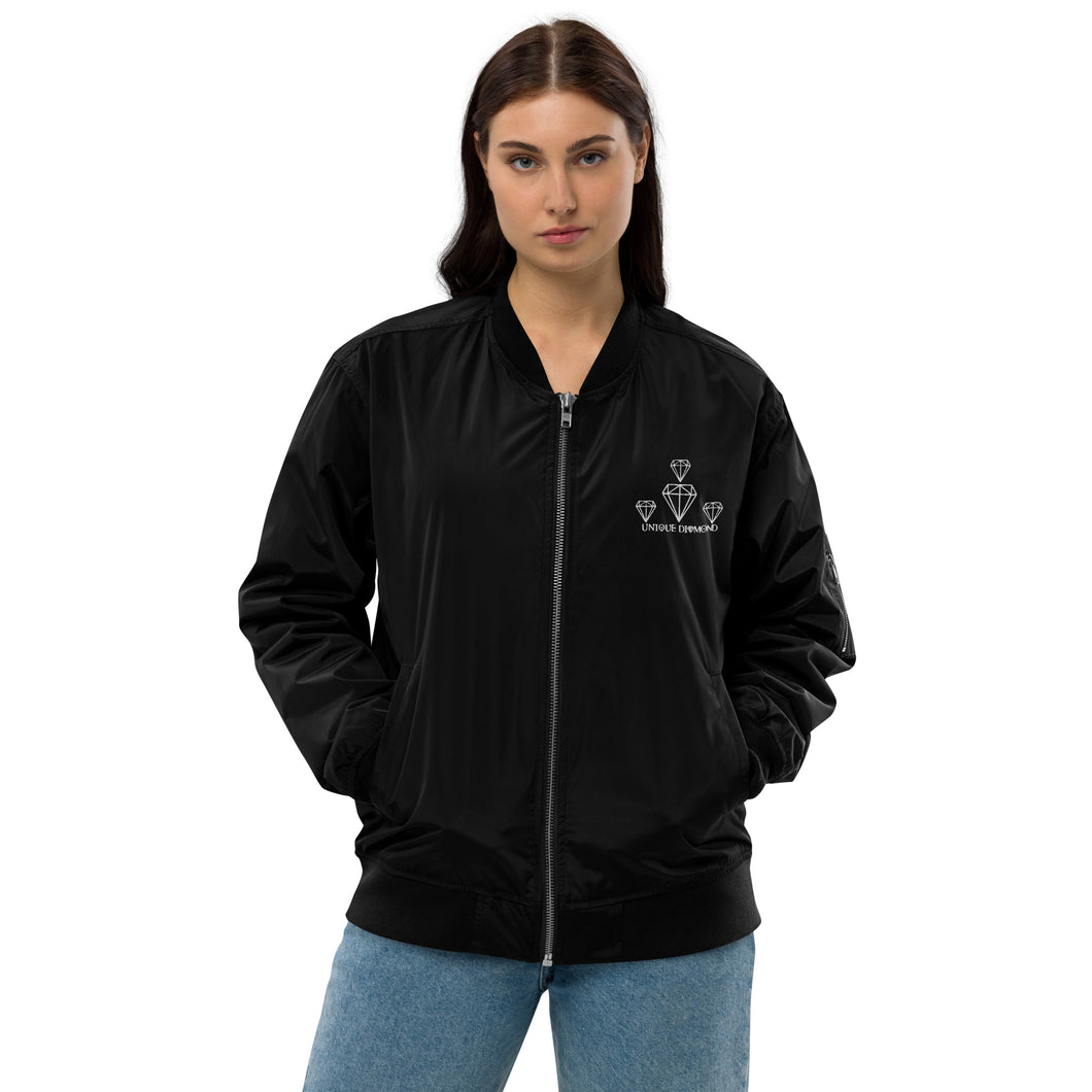 Unique Diamond Premium Recycled Black Bomber Jacket