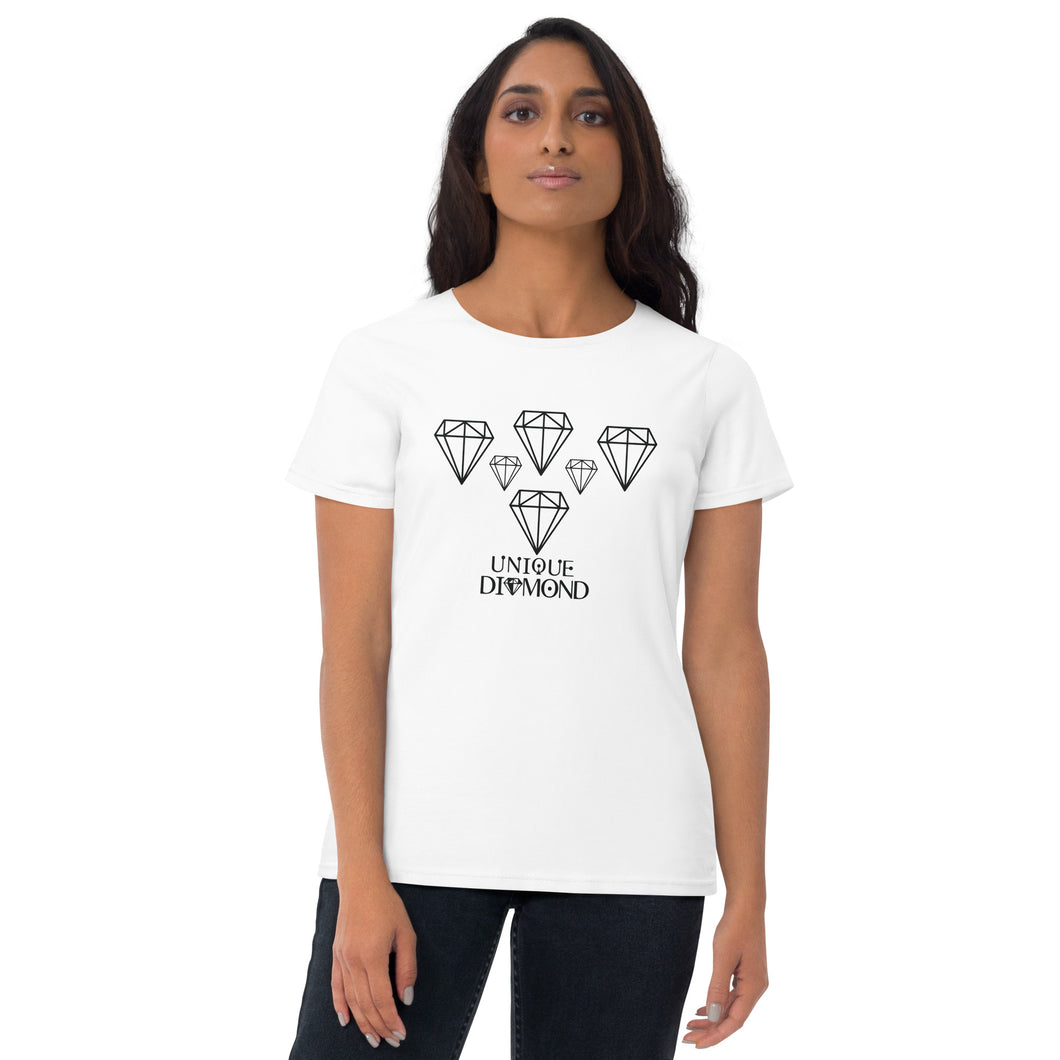 Unique Diamond Multi Print Women's White T-shirt